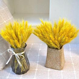 Decorative Flowers 50pcs Bunch Wheat Ears Barley Dried Flower Bouquet Easter Decoration 2024 Bridal Wedding Eid Mubarak