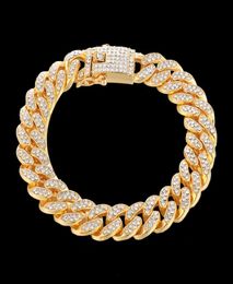 Mens Hiphop Bracelet Iced Out Bracelets Gold Cuban Miami Chain Hip Hop Bangle Bangles Men Male Fashion Jewelry3300710