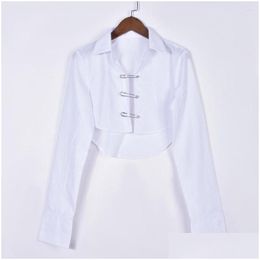 Womens T-Shirt T Shirts Summer Blouses Women Long Sleeve Tops Y2K Style Hollow Out White Crop Top Pin Y Gothic Clothes Drop Delivery A Dhdfx