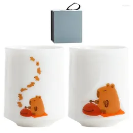 Mugs Ceramic Tea Cup Capybara Pattern Milk Spills Set Breakfast Mug Drinkware Sturdy & Reduces