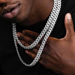 Custom Pass Diamond Test 14mm Moissanite Cuban Link Chain Men Hip Hop S925 Sterling Silver Chain Necklace