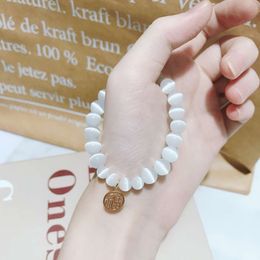 Instagram Versatile Korean Edition White Cat Eye Stone Crystal Single Loop Fashion Women's Sha Jin Fu Character Bracelet Jewellery