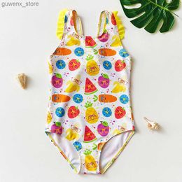 Jednoczęściowe 2-10Y Toddler Baby Girls stwor kąpielowy One Piece Girls Fruit Swimsuit Dzieci kąpielowe dzieci na plaży kostium kąpielowy Y240412