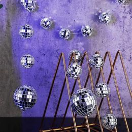 Party Decoration Mirror Ball String Garland Vintage Disco Classic Festive Wall Art Suspending Ornament For Theme Parties Wedding