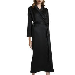 Pyjama Lady Imitation Seide Lupe Long Robe Sexy Schnürpajama Bademant