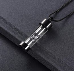 IJD9400 Funnel Gift Box Black Colour Hourglass Cremation Necklace Ashes Holder Keepsake Jewellery Stainless Steel Locket Fune3156037