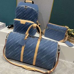 Luxury denim bag designer duffle bag for travel tote blue cowboy flower shoulder crossbody bags duffle bag backpack