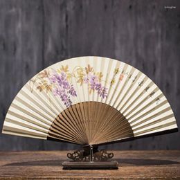 Decorative Figurines Summer Hand Painted Silk Fan Portable Chinese Hanfu Party Fans Bamboo Gift Double Side Lady Wedding Deraction