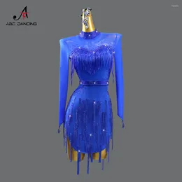 Stage Wear Latin Dance Suit Women's Dress Outfit Competition Costume Line Clothes Skirt For Prom Ballroom Dancewear Girls Sport Party