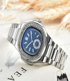 WA Luxury Fashion Casual Watch Famous Quartz Watch Men Women Drill ring dial Stainless Steel Band Watches Relojes Wristwatch7702699