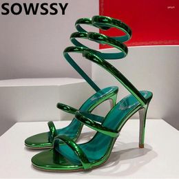 Dress Shoes Summer 2024 Narrow Ankle Wrapped High Heel Sandals Women's Genuine Leather Solid Colour Banquet