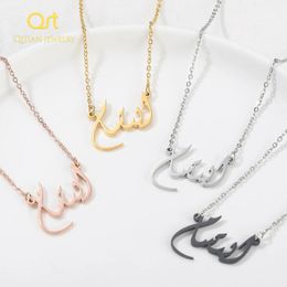 Custom Arabic Name Necklace For Women Personalise Islamic Arabic Jewelry Pendant Gold Stainless Steel Muslim Choker For Men 240410