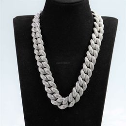 Aaa Gems Silver Necklace 18mm 20mm Silver/10k/14k/18k Gold Moissanite 4 Rows Prong Iced Out Vvs Miami Cuban Link Chain