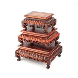 Decorative Plates Wood Carved Bonsai Disply Pedestal Vase Artical Statue Luxury Collection Base Classical Design