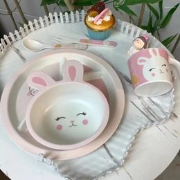 Dinnerware Sets Baby Natural Bamboo Fibre Tableware Bowl Feeding Plate Children Cute Cartoon Set Shape Dishes Material Partitions