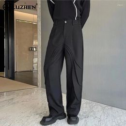 Men's Pants LUZHEN 2024 Spring Fashion Original Pleated Splicing Design Casual Suit Trendy Straight Trousers Elegant LZ2769