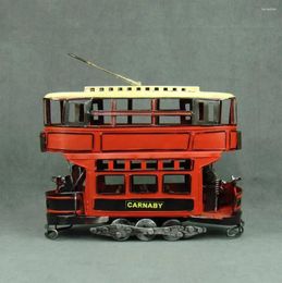 Decorative Figurines Nostalgic Wrought Iron Double Deck Trolley Bus Model Handmade Scaled Tram Miniature Gift Craft For Home Decor And Art