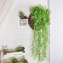 Decorative Flowers Artificial Plants For Home Decor Silk Basket Wall Hanging Green Bouquet Rattan Flower Vine Balcony Wedding Garden