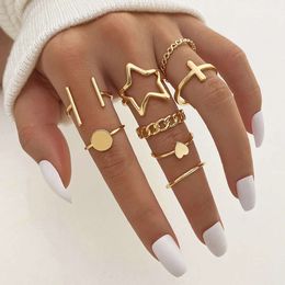 Geometric Star Set 8-piece Love Cross Creative Joint Ring for Women with A Small Design Sense