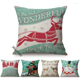 Pillow Christmas Decorative Sofa Throw Case Tree Santa Claus Elk Wishes Letter Print Chair Cover Kussenhoes