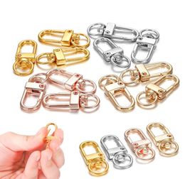 10pcslot 12x33mm Rotating Dog Buckle Gold Rhodium Metal Lobster Clasps Hooks For DIY Jewellery Making Key Ring Chain Accessories2580565