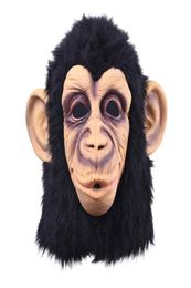 Funny Monkey Head Latex Mask Full Face Adult Mask Breathable Halloween Masquerade Fancy Dress Party Cosplay Looks Real2557339