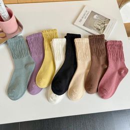 Women Socks Girls' Autumn/Winter Instagram Trendy Mid Tube Japanese Folded Stacked Macaron Colour Long