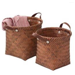 Laundry Bags Storage Basket Rebound Capacity Imitation Rattan With Load Bearing Handles For Outdoor Vegetable