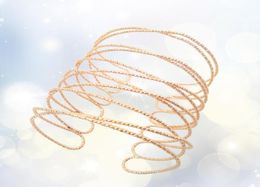 Bangle Woman Metal Arm Decoration Supplies Armband Exaggerated Armlet Jewellery Opening Mesh Shaped Bracelet Golden7182948