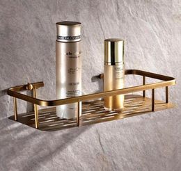 Home Organizer Kitchen Bath Shower Shelf Storage Basket Holder Wall Mounted Brass Antique Finishes Bathroom Hardware7750483