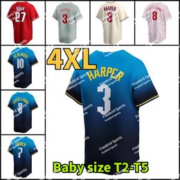 Blue City Connect Bryce Harpe Jersey 7 Trea Turner Baseball Jersey Alvarado Castellanos Marsh Nelson Realmuto Soto 12 Schwarber 55 Suarez Zack Wheeler toddler Kids