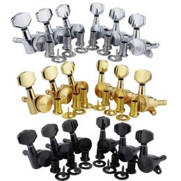 Cables 6Pcs/set Guitar Locking Tuners (3L + 3R Handed), 1:18 Ratio Lock String Tuning Key Pegs Machine Heads with Hexagonal Handle
