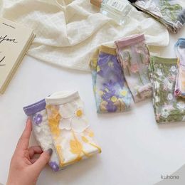 Socks Hosiery Ultra-thin Breathable Embroidery Mesh Girls Summer Womens Socks Flower Socks Middle Tube Socks Floral Hosiery