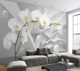 custom 3d stereoscopic wallpaper space butterfly orchid ball wallpaper modern living room bedroom 3D wallpapers large mural2207752