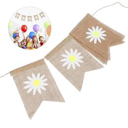 Party Decoration Spring Banners Flower Printing Vintage Burlap Garland Bunting Swallowtail Flag Linen Background Layout