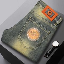 Men's Jeans designer Single Little Bee European Goods Heavy Industry Nostalgic High end Jeans Men's Elastic Slim Fit Small Straight Feet Men's Pants