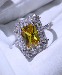 Victoria Wieck Stunning Handmade Luxury Jewelry 925 Sterling Silver T Princess Cut Gold Topaz CZ Diamond Women Wedding Band Ring F7811375