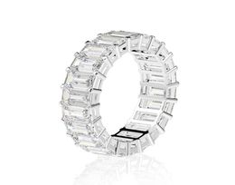 Eternity Emerald Cut Lab Diamond Ring 925 Sterling Silver Engagement Wedding Rings For Women Jewelry Gift9412414
