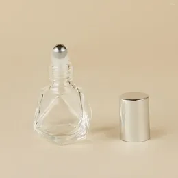 Storage Bottles 8ml Clear Glass Roll-On Bottle Mini Empty Essential Oil Rollerball Perfume Container With Lid Skin Care Tool
