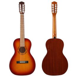 Guitar 7 String Acoustic Guitar Sunburst Color 39 Inch High Gloss Folk Guitar Full Size Bone Nut & Bridge