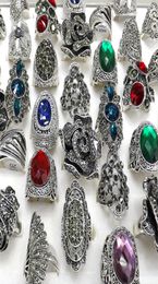 50pcs Baroque Style Vintage Rhinestone Rings Flower Feather Design3310188