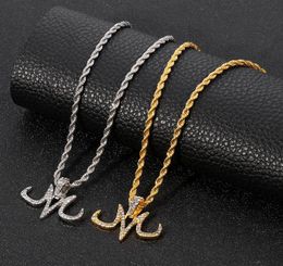 Hiphop Style M Letter Pendant Necklace Dragon Magic Logo Majin Buu Tattoos Marks Gold Silver Color Link Chain Jewelry Necklaces8722117