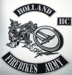 New Arrival HOLLAND FIREBIKES ARMY Embroidered Iron On For Jacket Vest Leather Sew on Any Garment Large Size Back Patch 7902278