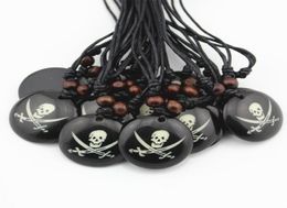 Fashion Whole lot 12pcsLOT Cool Boy Men039s Handmade Round Dog Pirate Skull Charm Pendants Necklace Halloween Gift MN33865987