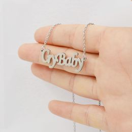 10PCS Cute Gothic Crybaby Letter Necklace Cry Baby Word Stainless Steel Cursive English Script Charm Chain Choker for Women Girl Child