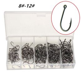 500pcs1box 5 Sizes Mixed 812 Black Ise Hook High Carbon Steel Barbed Fishing Hooks Fishhooks Asian Carp Pesca Tackle Accessori1245963