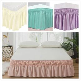 Home Bed Skirt Wrap Around Elastic Band Shirts Without Surface Twin Full Queen King Size 38cm Height for Decor 240415