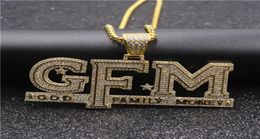 Hip Hop Iced Out Letter God Family Money Pendant Necklace Gold Silver Plated Mens Bling Jewelry Gift4303266