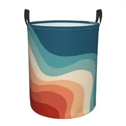 Laundry Bags Retro Style Waves Dirty Baskets Folding Large Waterproof Clothes Toys Sundries Storage Basket Bucket For Home