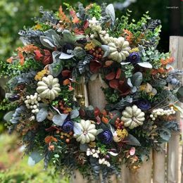 Decorative Flowers QWE123 Halloween Autumn Wreath Pumpkin Door Hanging Christmas Festival Thanksgiving Wall Decor Home Decoration